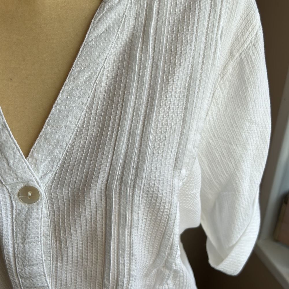 Club Z Collection Womens Tunic White Swim Cotton Cover up PinTucks - Picture 3 of 4